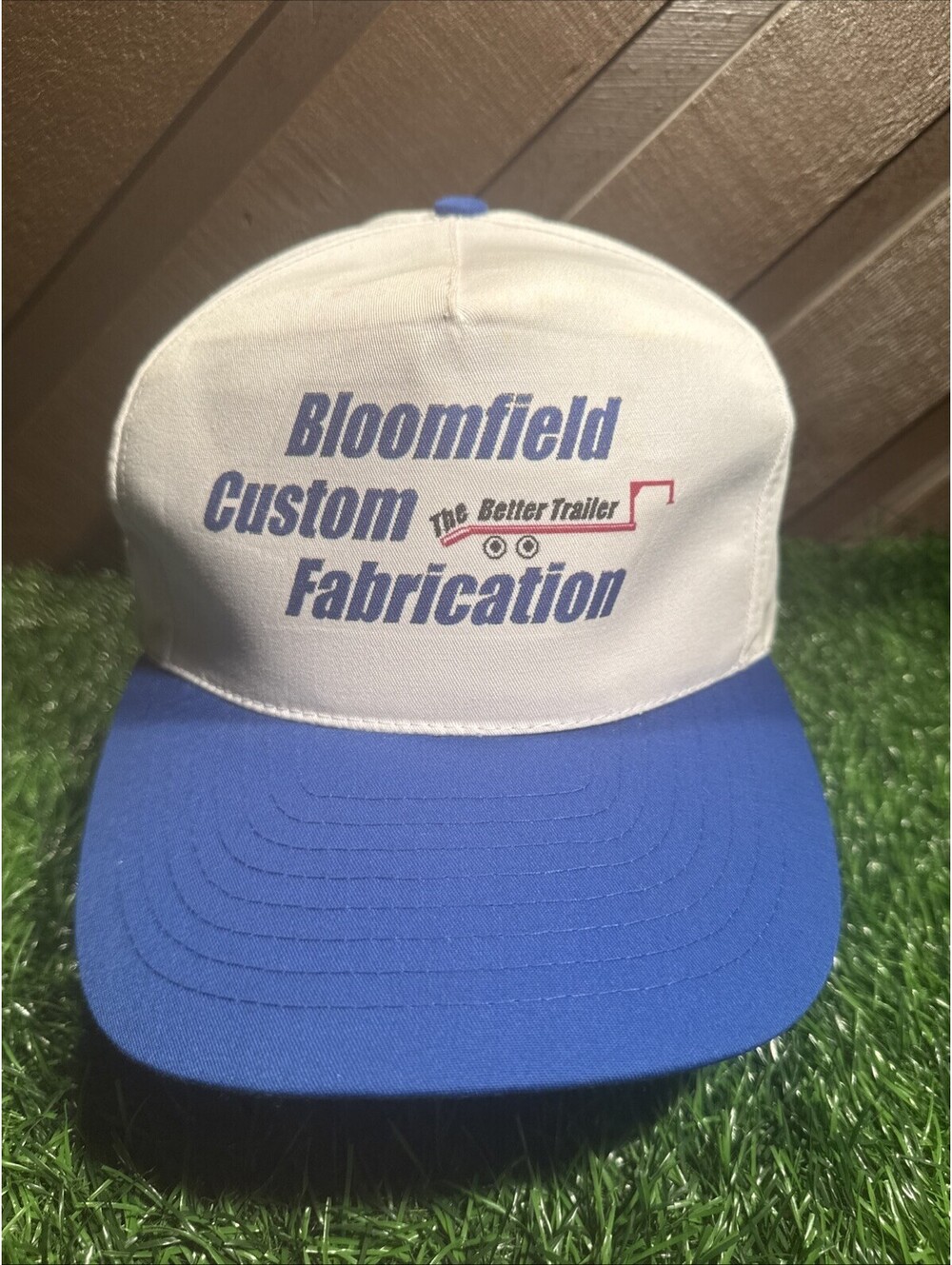 VTG Bloomfield Custom Fabrication Trucker Hat Snapback Cap Blue White Nissin
